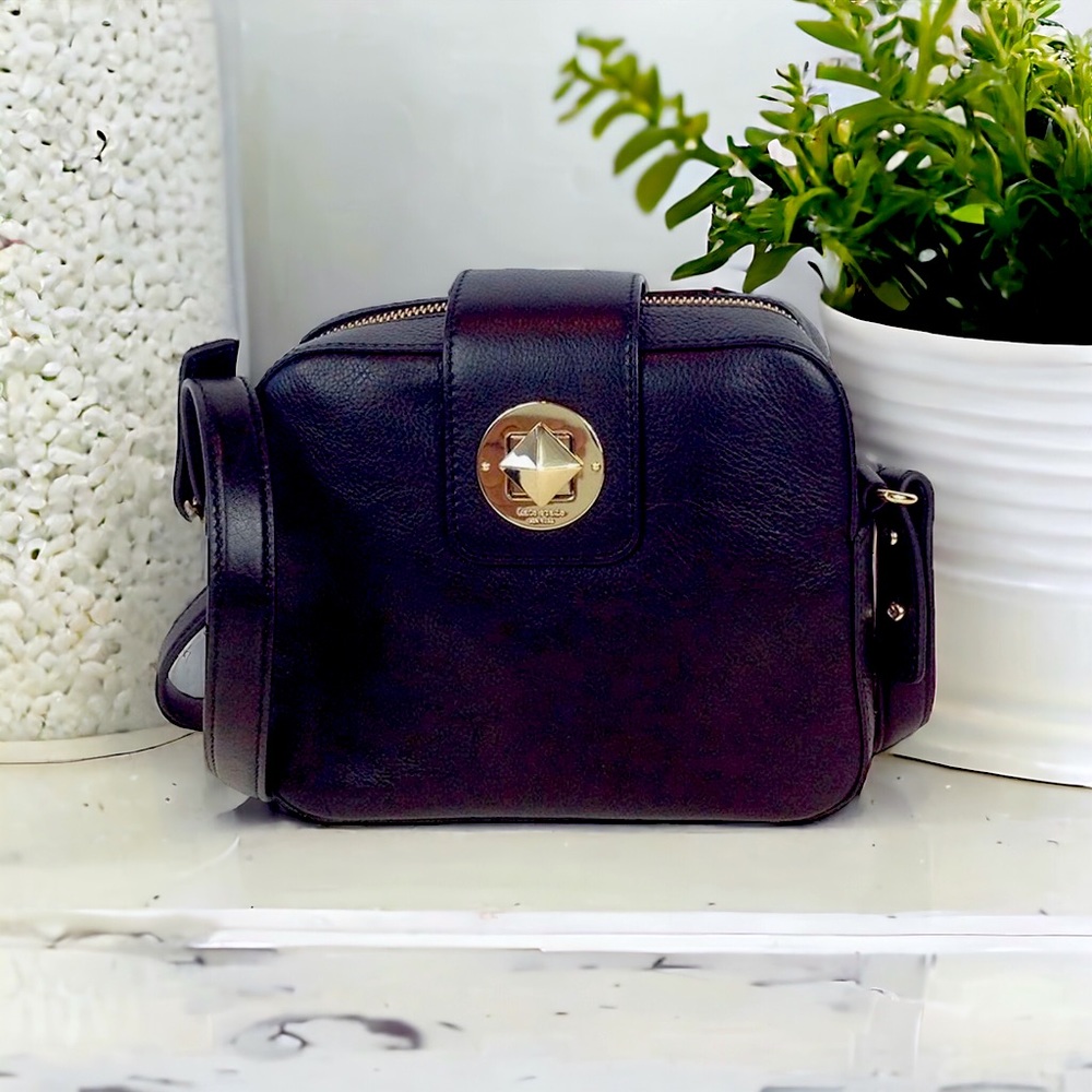 kate spade Black Leather Crossbody Bag with Gold Hardware